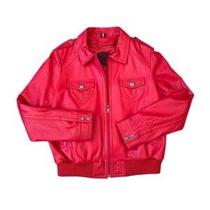 Knoles And‎ Carter Women’s Red Leather Jacket Size 2XL